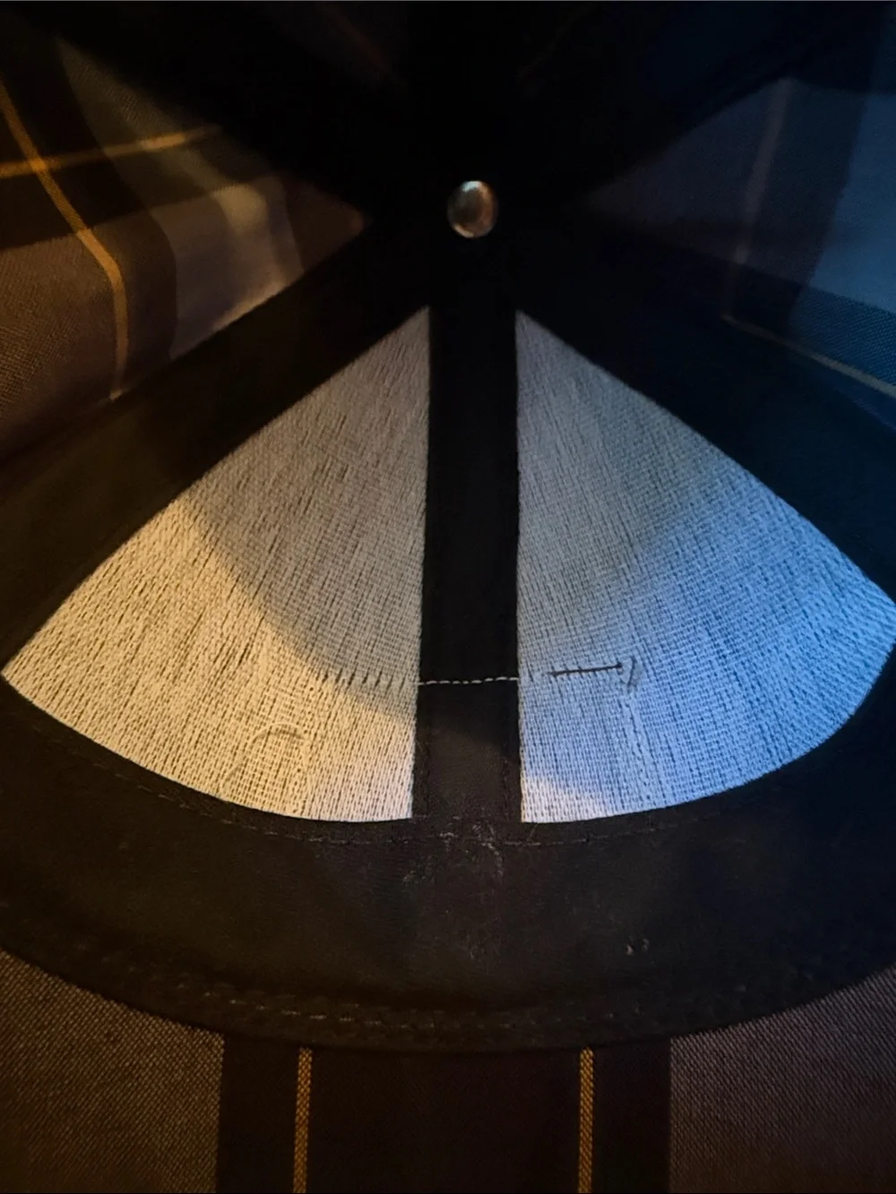 Love your melon plaid hat with leather logo